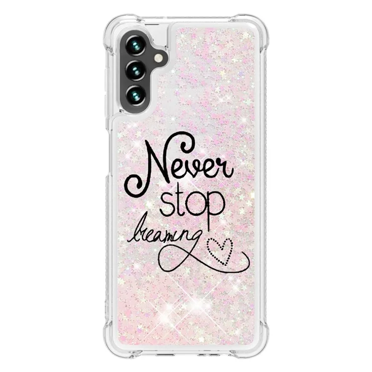 For Samsung Galaxy A34 5G TPU Case with Quicksand and Pattern Printed - Never Stop Dreaming