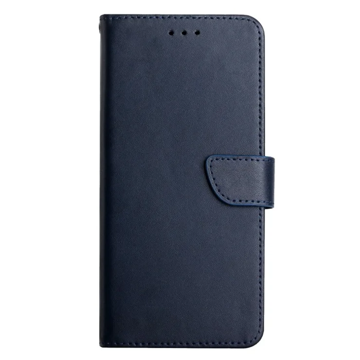 HT02 Nappa Texture Phone Cover for Samsung Galaxy A34 5G, Magnetic Clasp Genuine Leather Wallet Stand Anti-scratch Flip Phone Case - Blue