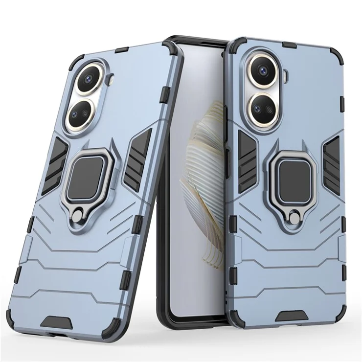 Protective Shell for Huawei nova 10 SE 4G Ring Kickstand Phone Case PC+TPU Mobile Phone Cover - Blue