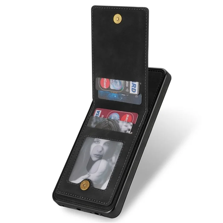 Back Cover for Samsung Galaxy S20 FE 4G / 5G / FE 2022 / S20 Lite, Solid Color Kickstand Phone Case RFID Blocking Multiple Card Slots Vertical Flip PU Leather Coated TPU Shell - Black