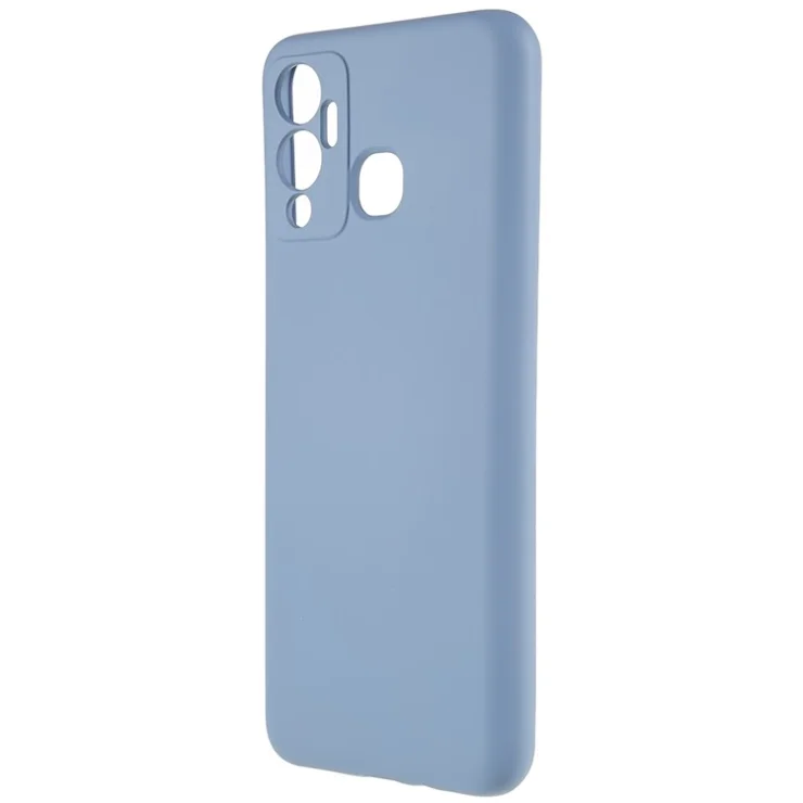 For Infinix Hot 12 Play 4G Liquid Silicone Texture Smooth Touch Case Arc Edge 2.0mm Thick TPU Shockproof Protective Phone Cover - Grey