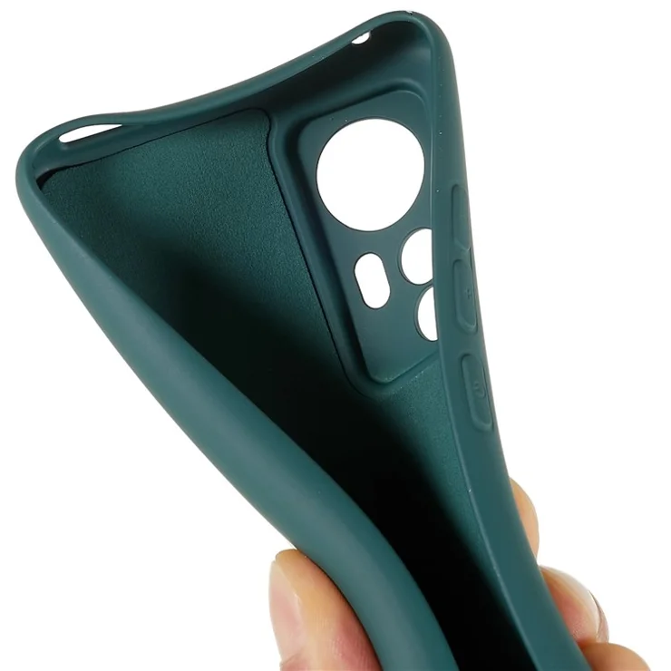 For Xiaomi 12 5G / 12X 5G / 12S 5G Soft TPU Liquid Silicone Texture Phone Case 2.0mm Thick Arc Edge Anti-Scratch Cover - Midnight Green