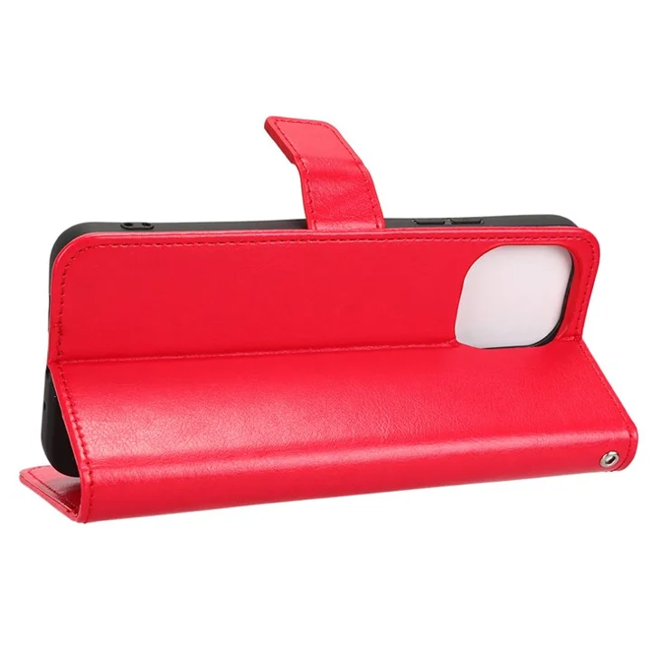For Huawei nova Y61 4G / Enjoy 50z 4G Drop-proof PU Leather Phone Case Crazy Horse Texture Wallet Stand Magnetic Phone Cover with Strap - Red