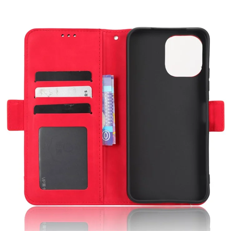 For Huawei nova Y61 4G / Enjoy 50z 4G PU Leather Magnetic Closure Wallet Flip Cover Multiple Card Slots Stand Drop-proof Phone Case - Red