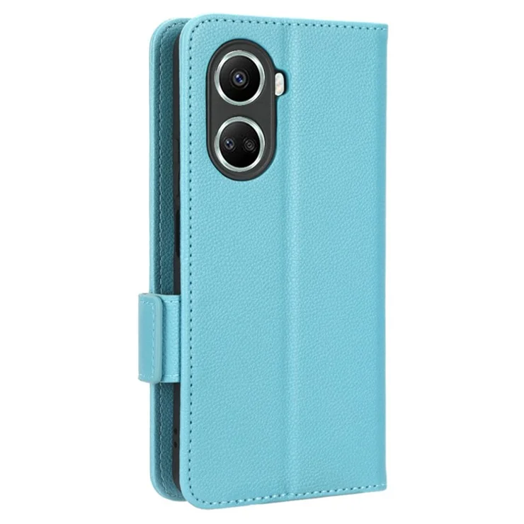 For Huawei nova 10 SE 4G Dual Magnetic Clasp PU Leather Case Litchi Texture Shockproof Phone Wallet Stand Cover - Baby Blue