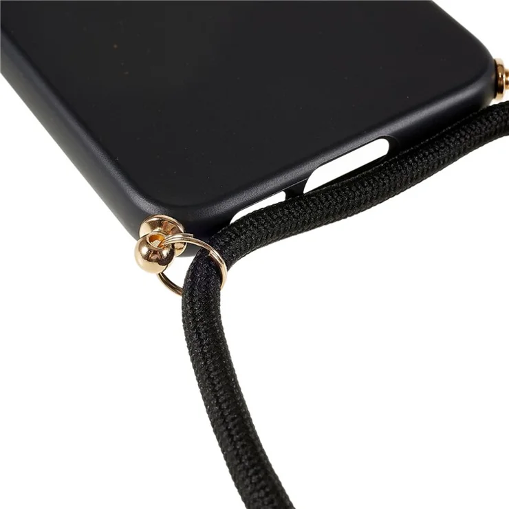 For Samsung Galaxy S23+ Biodegradable Phone Case Wheat Straw Soft TPU Shockproof Protection Skin Shell Cover with Adjustable Lanyard - Black
