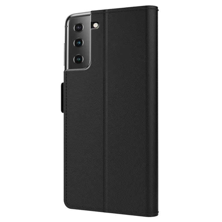 For Samsung Galaxy S23+ ShockProof PU Leather Phone Case Makeup Mirror Design Card Holder Stand Magnetic Closure Flip Phone Cover - Black