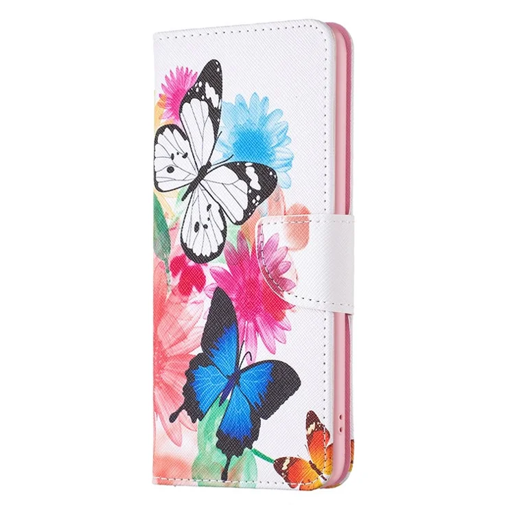 For Google Pixel 7a Phone Case Pattern Printing PU Leather Wallet Stand Cover - Two Butterflies