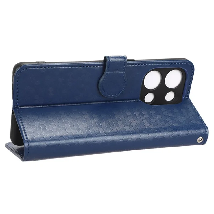 Dot Pattern Imprinted Phone Cover For Oppo Reno9 Pro 5G Anti-drop Protective PU Leather Phone Wallet Case Stand with Strap - Dark Blue