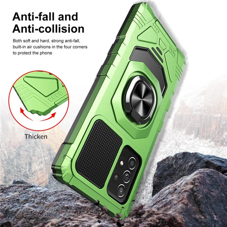 Bulk Purchasing PC + TPU Kickstand Phone Case for Samsung Galaxy A53 5G, Air Cushions Cover - Green