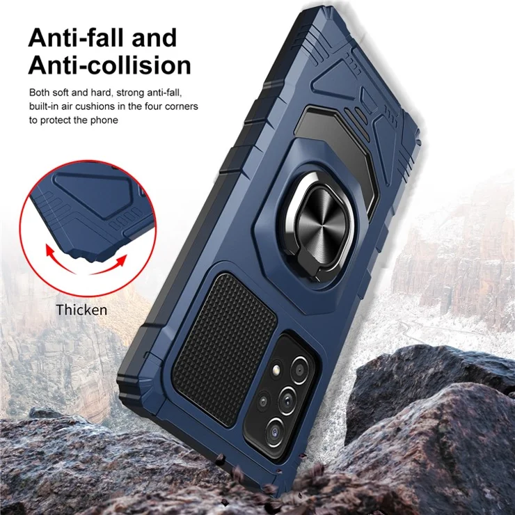 Bulk Purchasing PC + TPU Kickstand Phone Case for Samsung Galaxy A53 5G, Air Cushions Cover - Blue