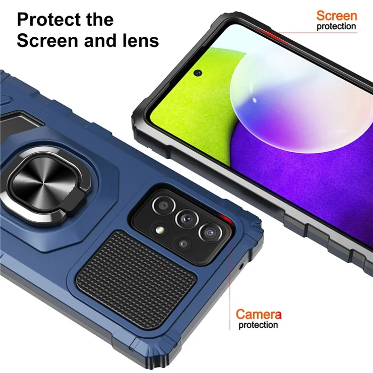 Bulk Purchasing For Samsung Galaxy A52 4G / 5G / A52s 5G PC + TPU Phone Case Ring Holder Kickstand - Blue