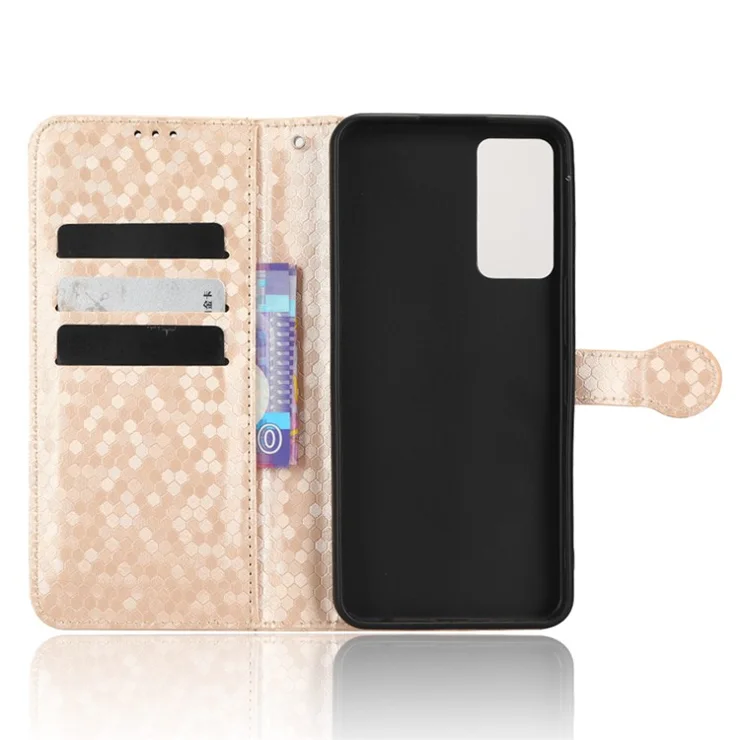 For TCL 40R 5G Dot Pattern Imprinted PU Leather Flip Wallet Cover Stand Scratch-resistant Anti-drop Phone Case with Strap - Rose Gold