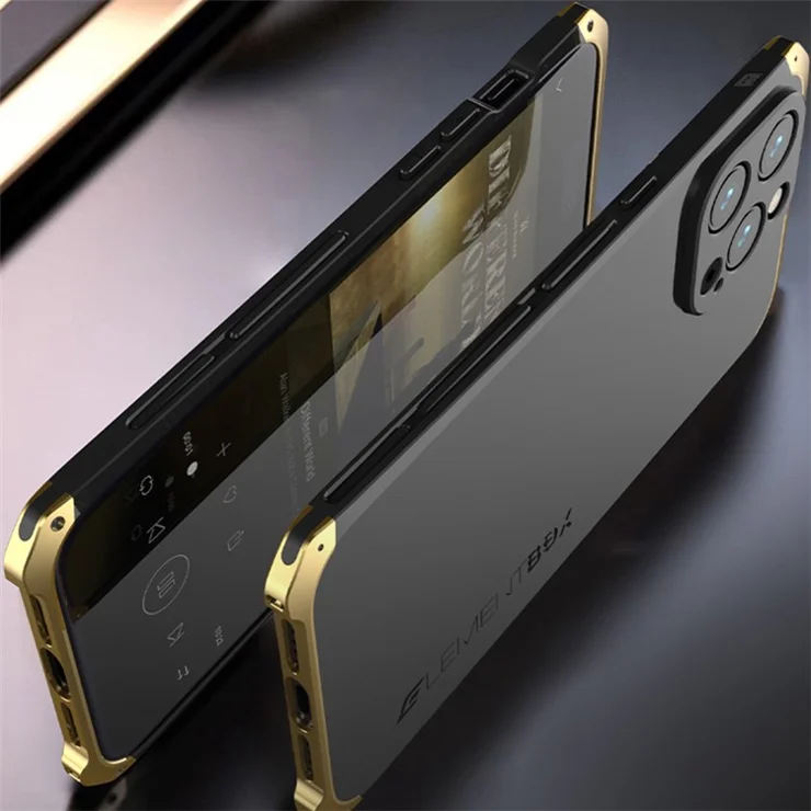 ELEMENT BOX For iPhone 14 Pro Max 3-Piece Design Hard PC Back Cover Metal Frame Shockproof Phone Case - Blue / Silver