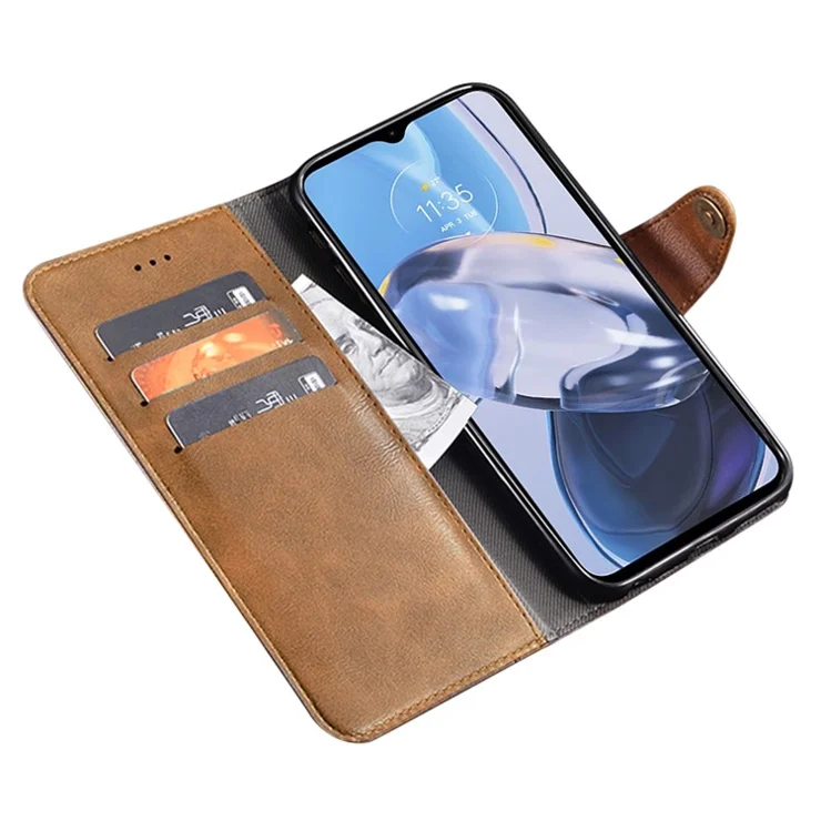 IDEWEI For Motorola Moto X40 5G / Edge 40 Pro 5G Fine Texture PU Leather Case Anti-drop Phone Wallet Stand Cover - Brown