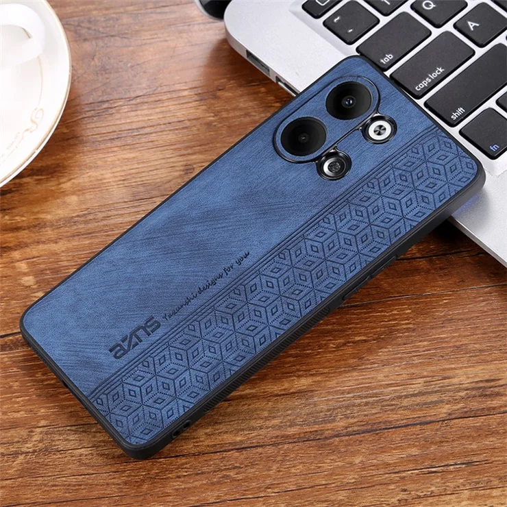 AZNS For Oppo Reno9 Pro 5G Imprinted Pattern Ultra Slim Phone Case Anti-drop PU Leather Coated TPU Protective Cover - Blue