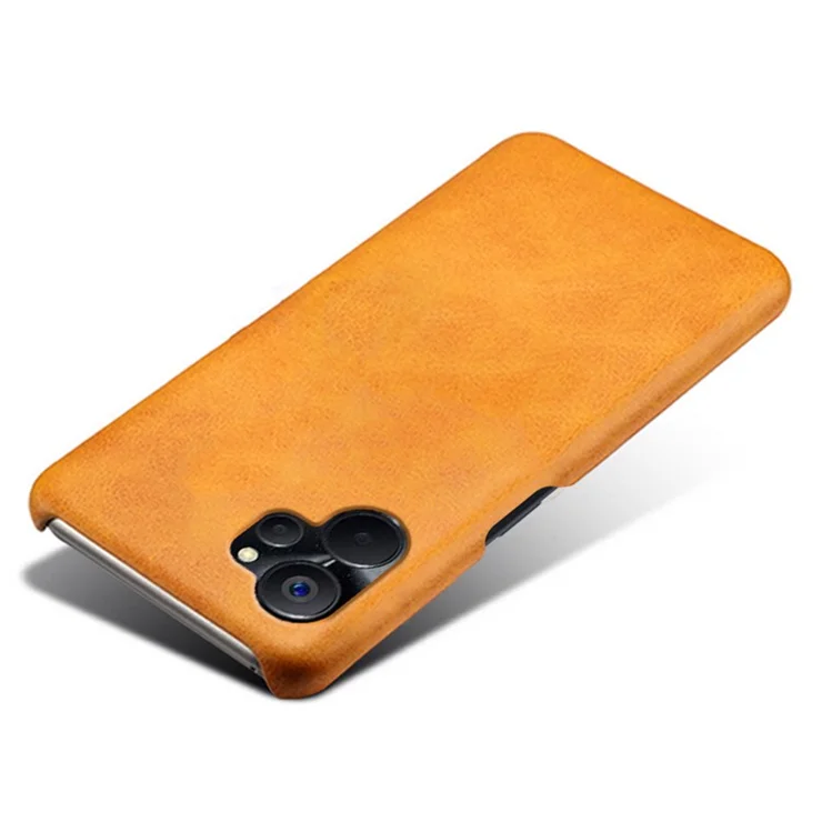 For Realme 9i 5G / 10 5G Phone Cover Calf Textured PU Leather Coated PC Shockproof Mobile Phone Case - Orange