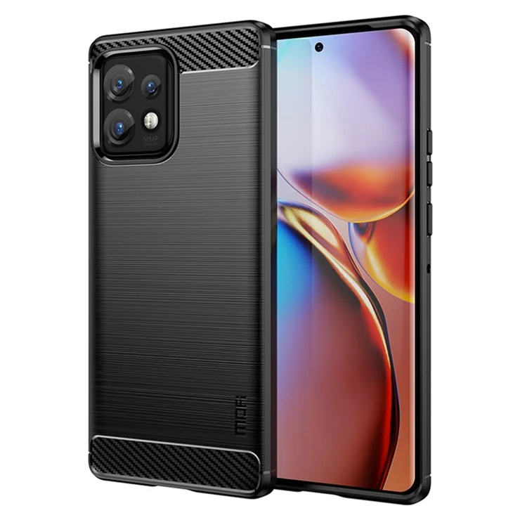 MOFI JK TPU Series-1 Protective Phone Case for Motorola Moto Edge 40 Pro 5G / Moto X40 5G Carbon Fiber Brushed TPU Phone Back Cover - Black
