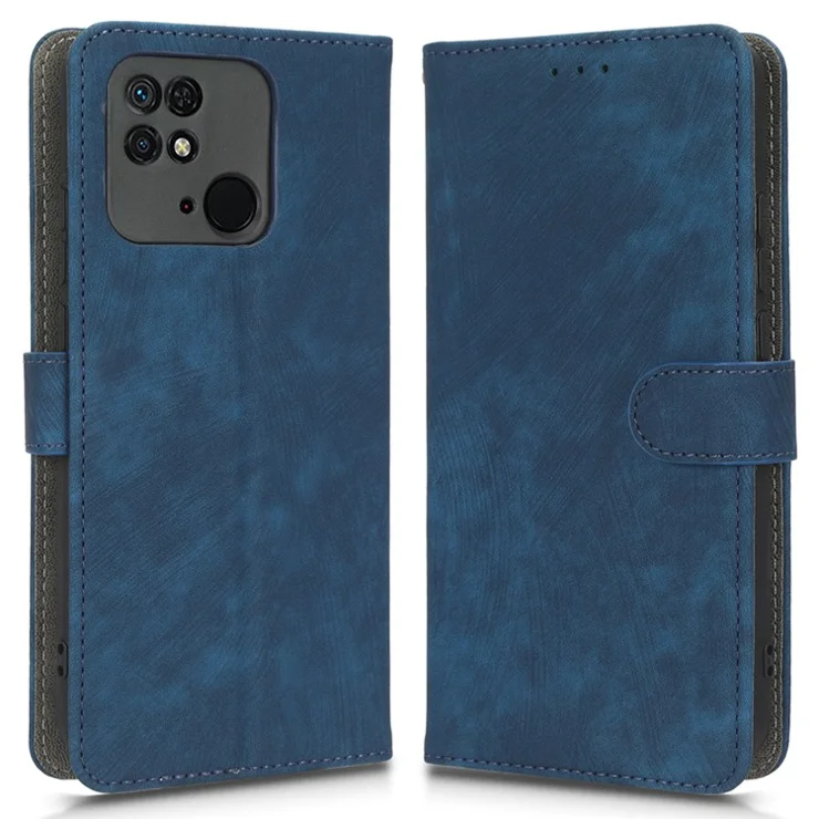 RFID Blocking Magnetic Phone Case For Xiaomi Redmi 10C 4G / Redmi 10 (India) 4G, PU Leather Anti-fall Protective Phone Cover with Wallet Stand - Blue