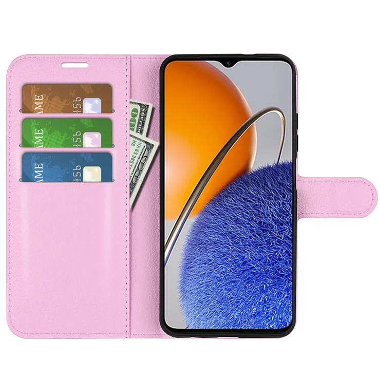 For Huawei nova Y61 4G Full Protection Flip Phone Case Litchi Texture PU Leather Stand Wallet Phone Cover - Pink
