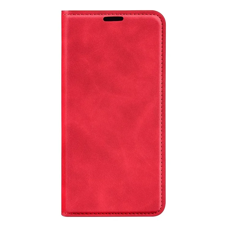 For Honor 80 Pro 5G Skin-touch Feeling Magnetic Auto-absorbed Wallet Case PU Leather Foldable Stand Flip Phone Cover - Red