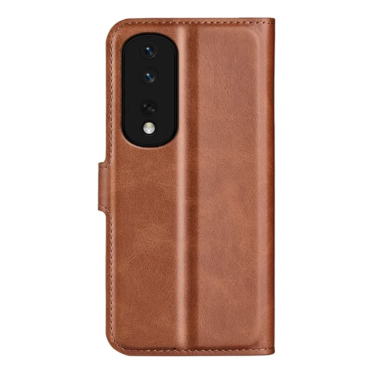 For Honor 80 Pro 5G PU Leather Stand Wallet Case Calf Texture Square Magnetic Clasp Book Style Phone Cover - Light Brown