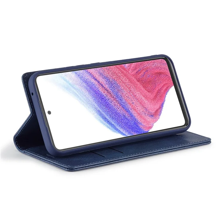 LC.IMEEKE For Samsung Galaxy A54 5G Anti-scratch PU Leather Flip Phone Wallet Case RFID Blocking Stand Magnetic Absorption Drop-proof Phone Cover - Blue