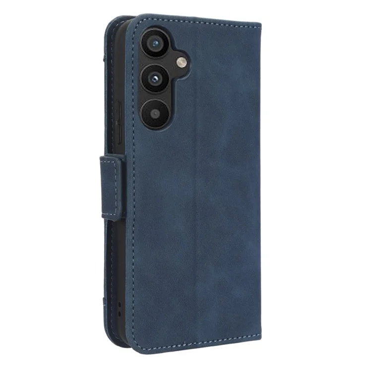 For Samsung Galaxy A34 5G Multiple Card Slots PU Leather Phone Case Drop-proof Magnetic Flip Cell Phone Cover Wallet Stand - Blue