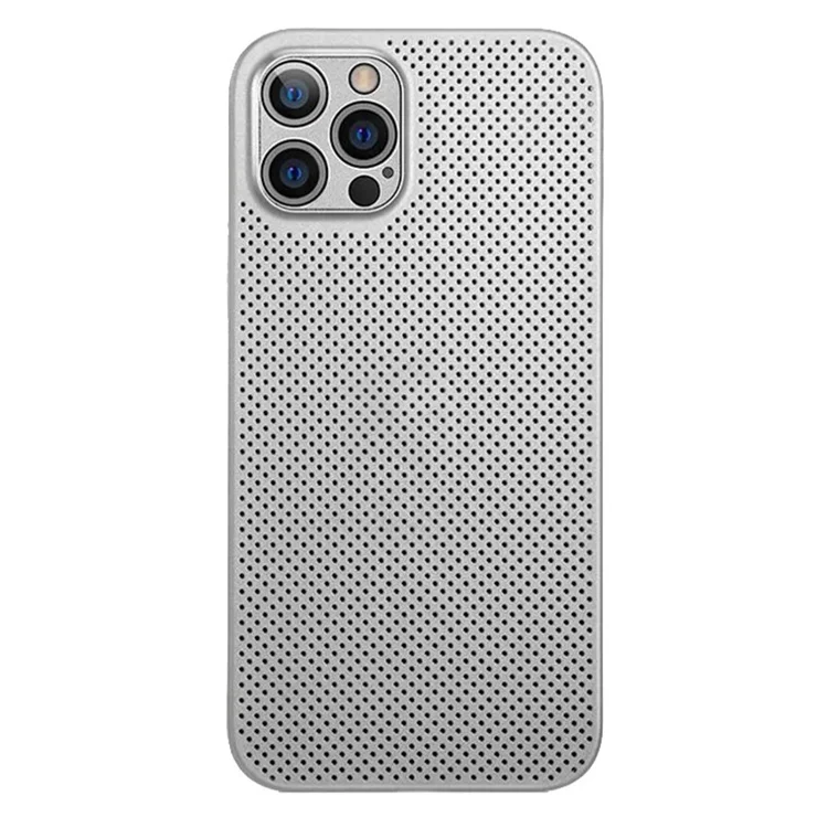 For iPhone 13 Pro 6.1 inch Shockproof Breathable Hollow Hole Heat Dissipation Mesh Back Cover Ultra Thin PP Phone Case - White