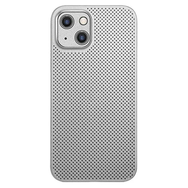 PP Phone Case for iPhone 14, Ultra Thin Heat Dissipation Breathable Hollow Hole Mesh Back Cover - White