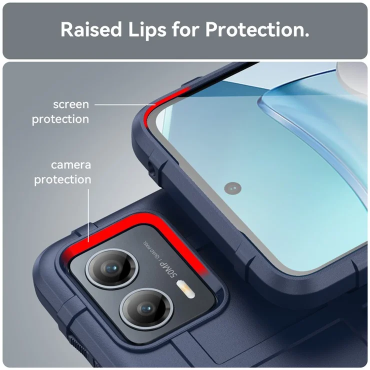 For Motorola Moto G 5G (2023) Rugged Square Grid Texture Phone Cover Shockproof Soft TPU Back Shell Case - Blue