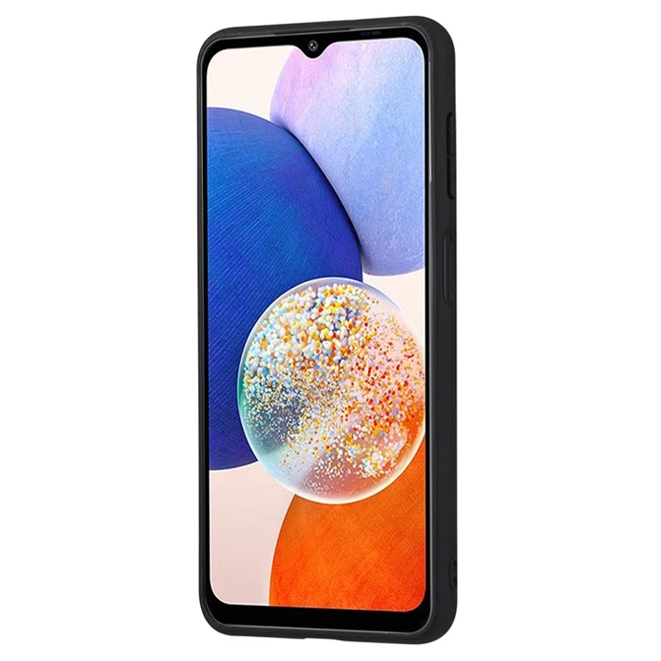 For Samsung Galaxy A14 5G / 4G Calf Texture Phone Case Card Slots Kickstand PU Leather Coated TPU Well-protected Protective Back Cover - Black