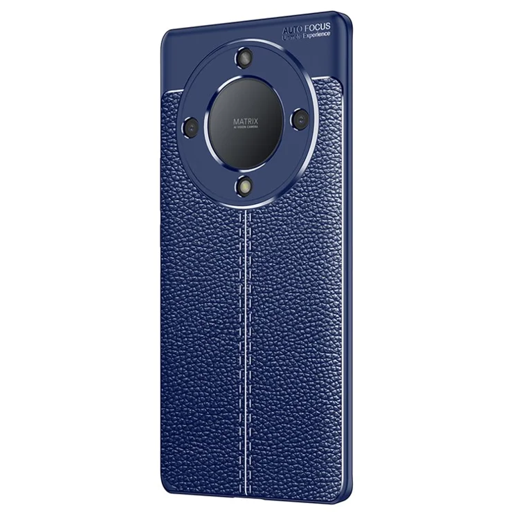 For Honor X9a 5G Drop-proof Mobile Phone Case Litchi Texture TPU Slim Protective Phone Cover - Blue