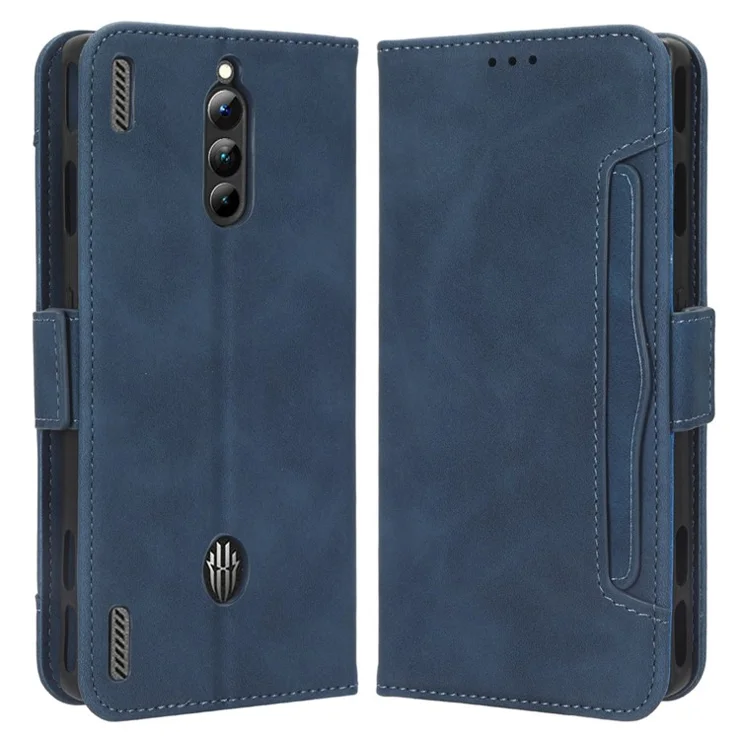 For ZTE nubia Red Magic 8 Pro+ 5G / Red Magic 8 Pro 5G Multiple Card Slots Phone Cover Wallet Stand PU Leather Phone Case - Blue