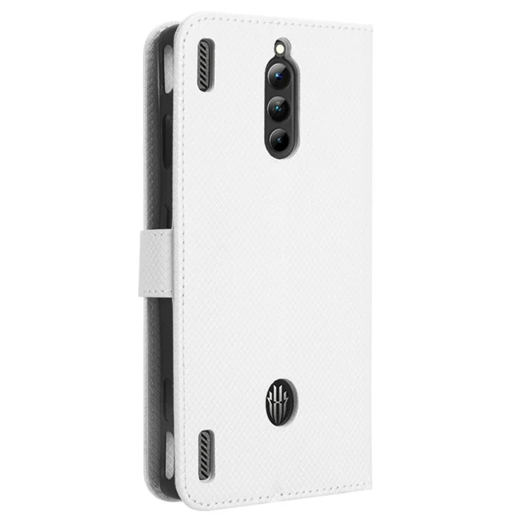 For ZTE nubia Red Magic 8 Pro+ 5G / Red Magic 8 Pro 5G Diamond Texture PU Leather Stand Cover Shell Flip Wallet Phone Case - White