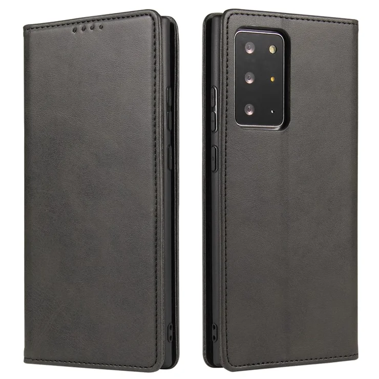 For Samsung Galaxy Note20 Ultra / Note20 Ultra 5G Phone Case PU Leather Business Wallet Stand Phone Cover - Black