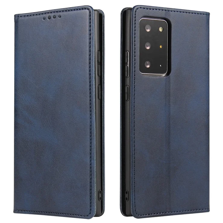 For Samsung Galaxy Note20 Ultra / Note20 Ultra 5G Phone Case PU Leather Business Wallet Stand Phone Cover - Blue
