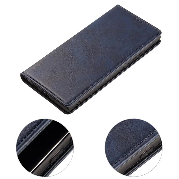 For Samsung Galaxy Note20 Ultra / Note20 Ultra 5G Phone Case PU Leather Business Wallet Stand Phone Cover - Blue