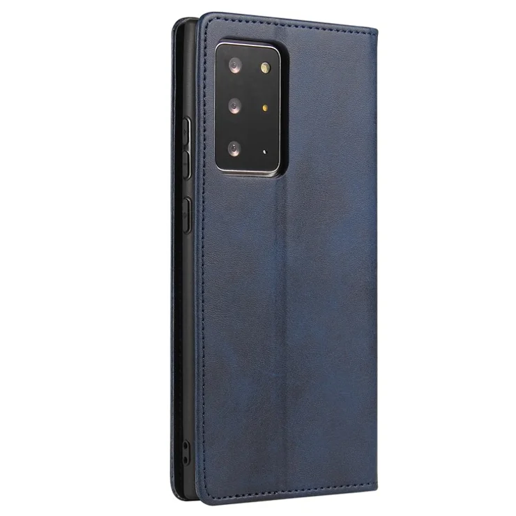 For Samsung Galaxy Note20 Ultra / Note20 Ultra 5G Phone Case PU Leather Business Wallet Stand Phone Cover - Blue
