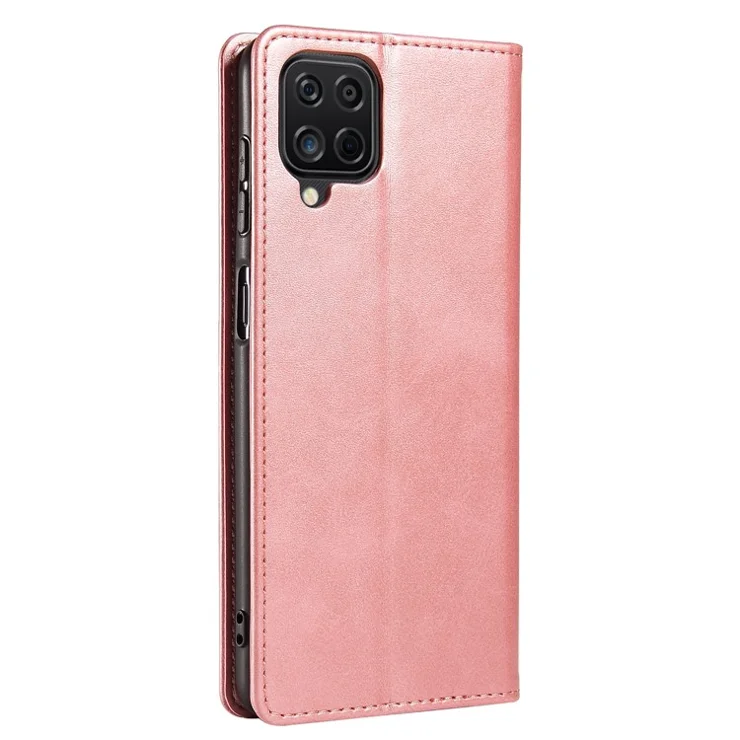 Protective Phone Case For Samsung Galaxy A22 4G (EU Version) , Leather Calf Texture Phone Cover Wallet Stand - Rose Gold