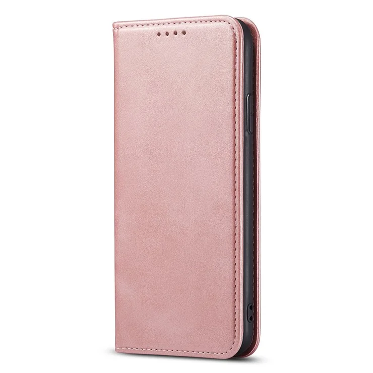 For iPhone 11 Pro 5.8 inch Phone Stand Case Business Style Calf Texture Wallet Magnetic Leather Phone Cover - Rose Gold