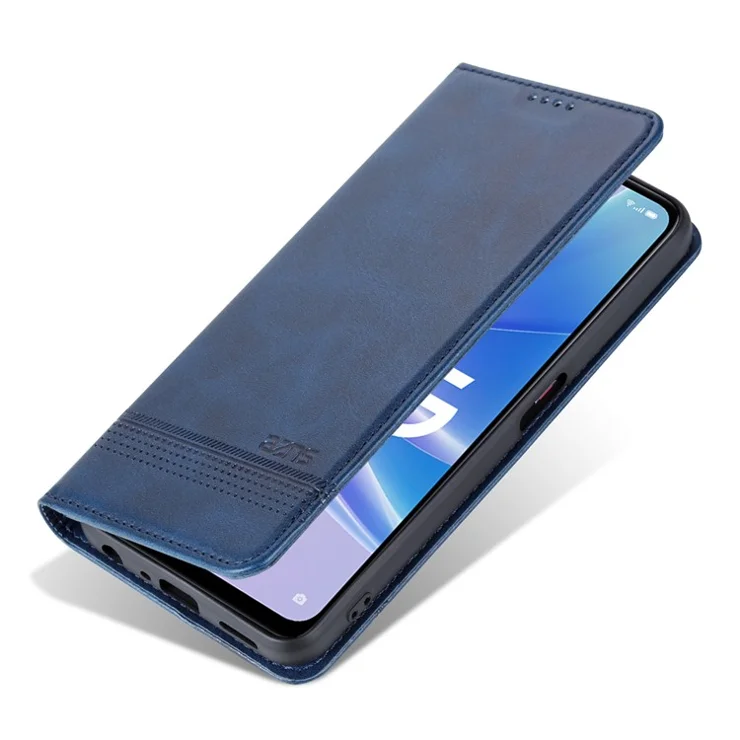 AZNS For Oppo A58 5G / A58x 5G / A78 5G Anti-Scratch Leather Phone Case Stand Wallet Magnetic Flip Cover - Blue
