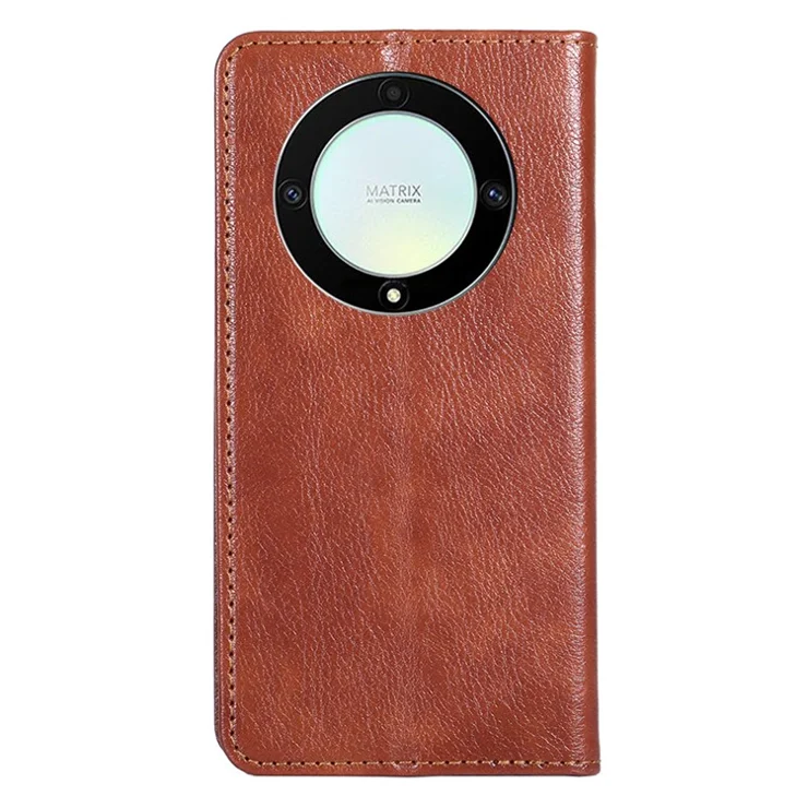For Honor X40 5G / X9a 5G / Magic5 Lite 5G PU Leather Wallet Phone Case Magnetic Auto-closing Shockproof Stand Cover - Brown