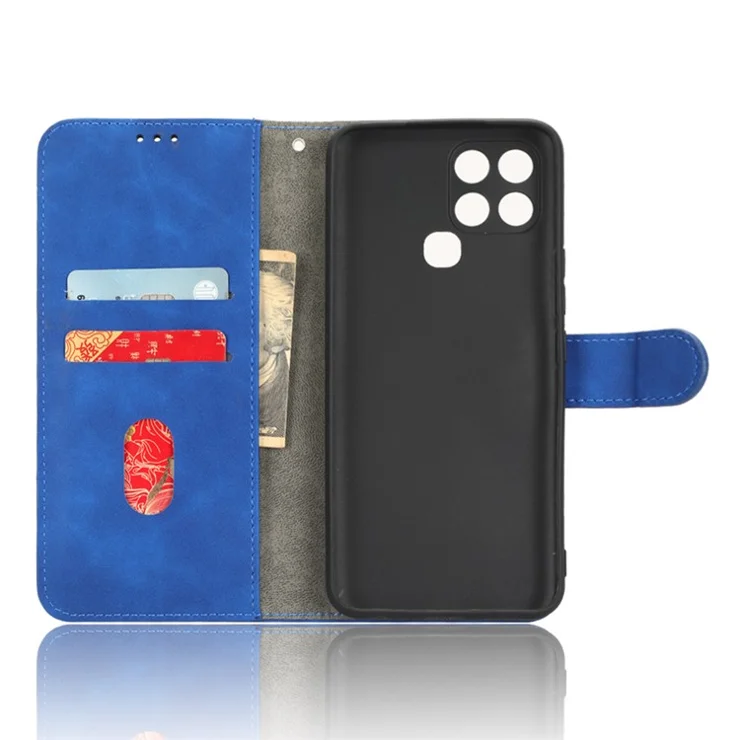 For Infinix Smart 6 Skin-Touch Feeling PU Leather Phone Case Stand Flip Wallet Cover - Blue