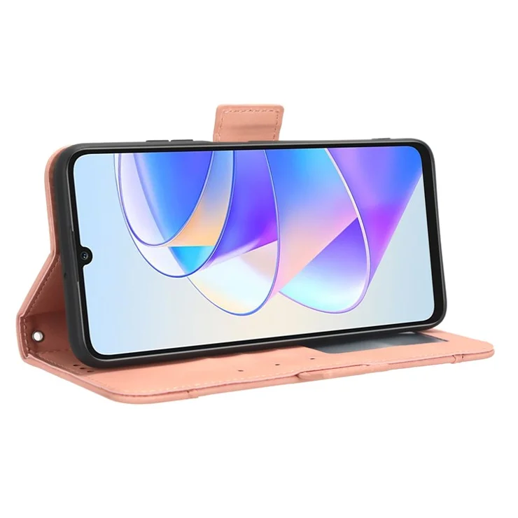 For Honor X7a 5G / Play7T 5G Wallet Phone Case Multiple Card Slots Stand Protective Flip Leather Phone Cover - Pink