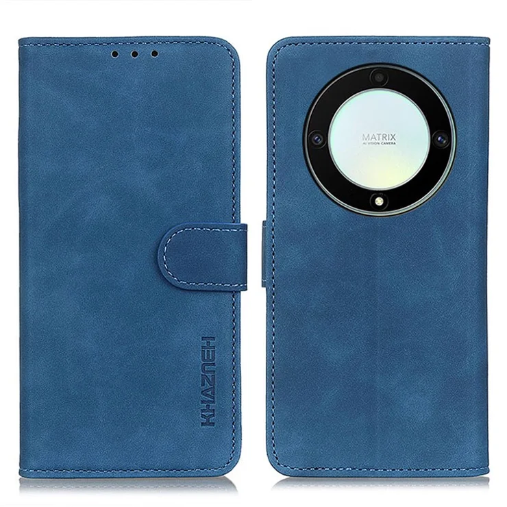 KHAZNEH Leather Phone Case For Honor X9a 5G / Magic5 Lite 5G / X40 5G , Retro Texture Flip Wallet Cover Stand - Blue