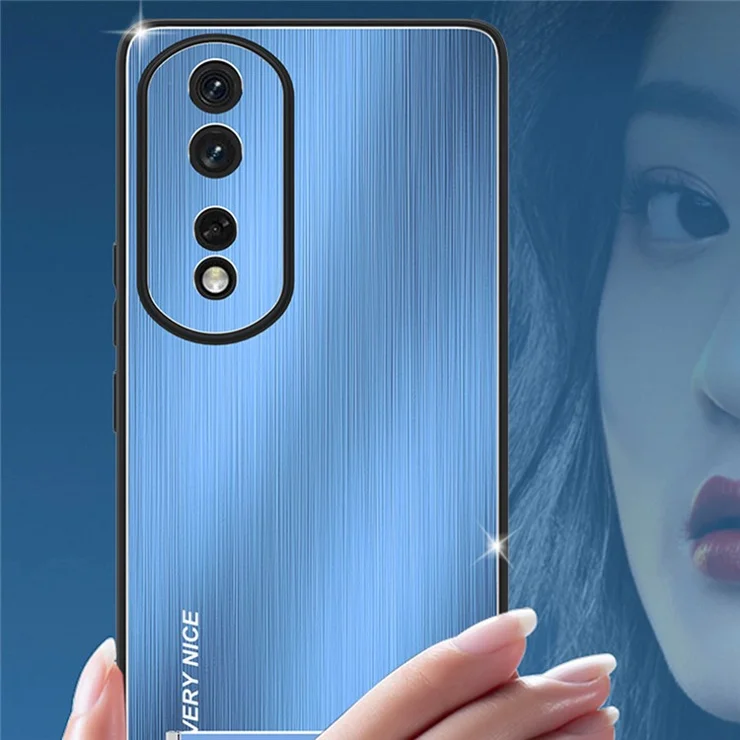 For Honor 80 GT 5G Kickstand Phone Case TPU Frame Brushed Aluminium Alloy Back Cover - Silver