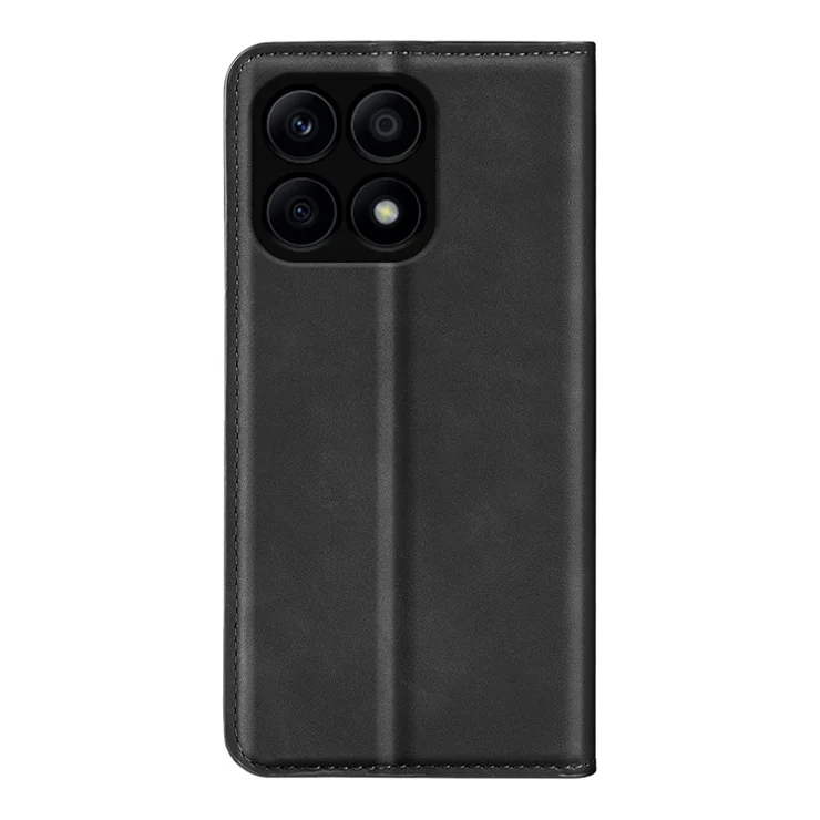 For Honor X8a 4G Skin-touch Feeling Magnetic Phone Shell PU Leather Stand Wallet Phone Case - Black