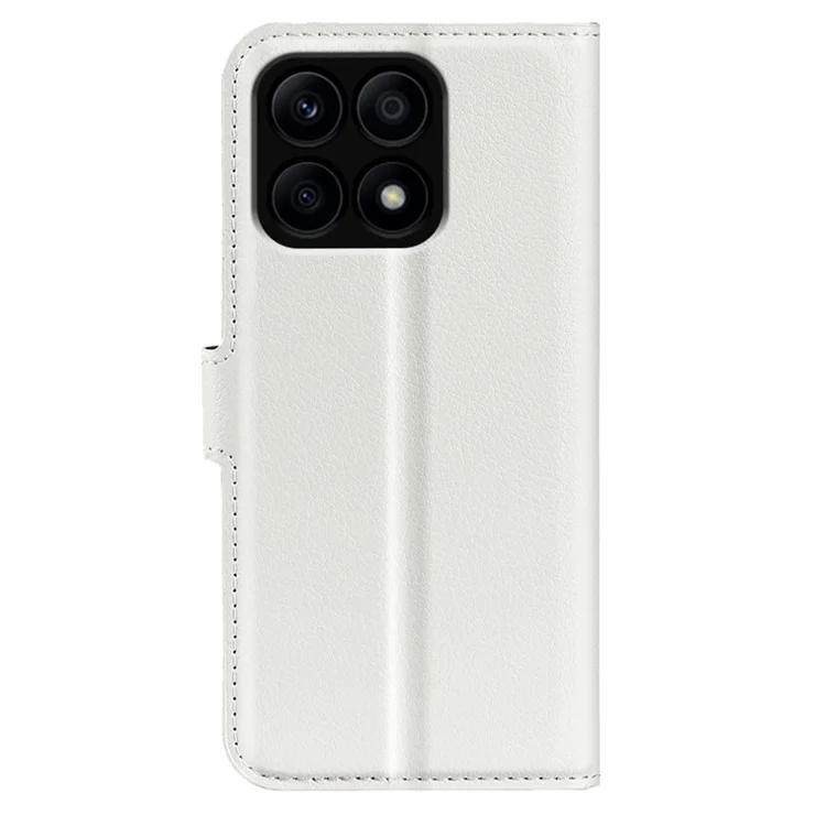 Cell Phone Case Bag for Honor X8a 4G , Litchi Texture Wallet Leather Stand Phone Cover - White