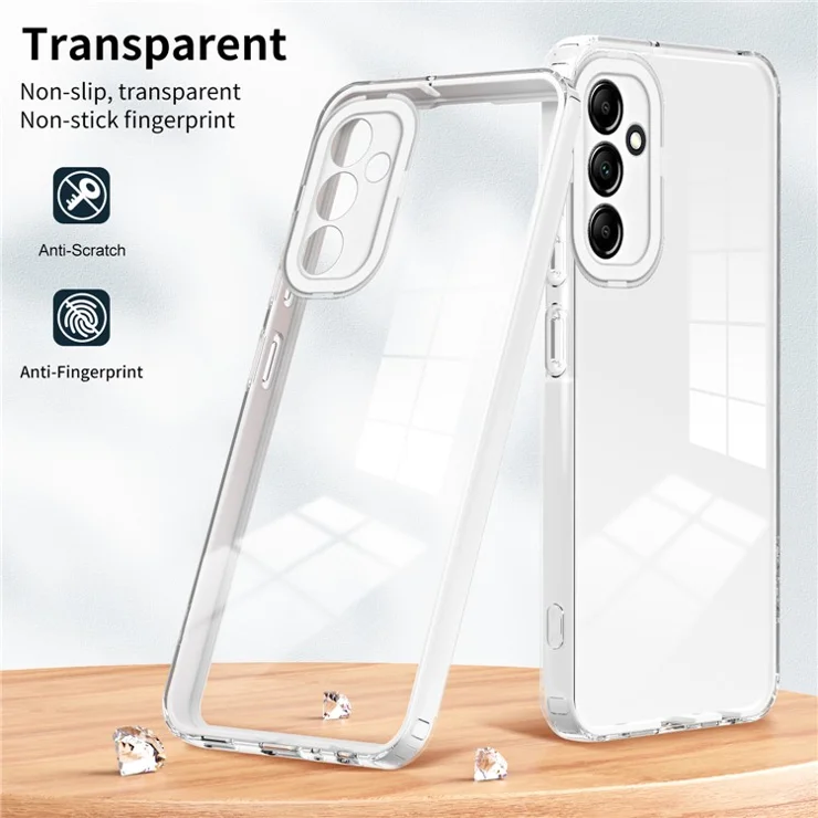 For Samsung Galaxy A54 5G 3-in-1 Transparent Back Cover Anti-scratch TPU + PC Phone Case - White